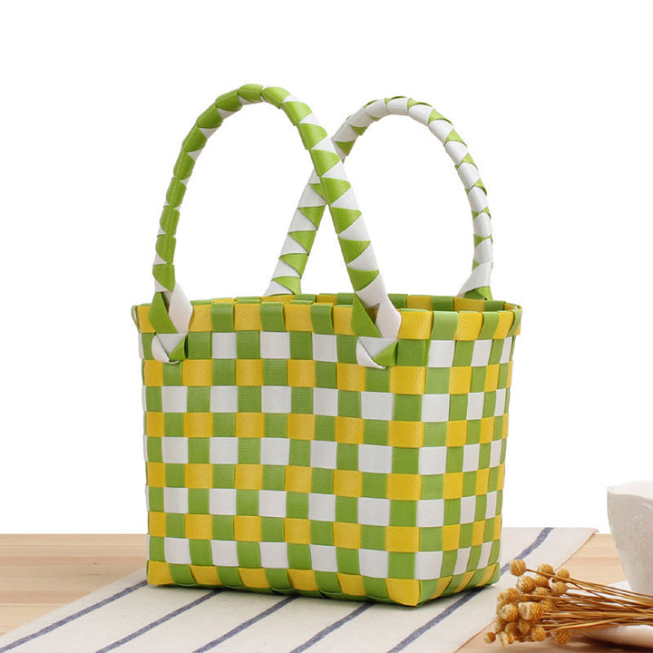Handcrafted Tote Bag in Modern Check Pattern Kalsten