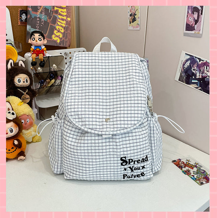 Checkered Lightweight School Backpack