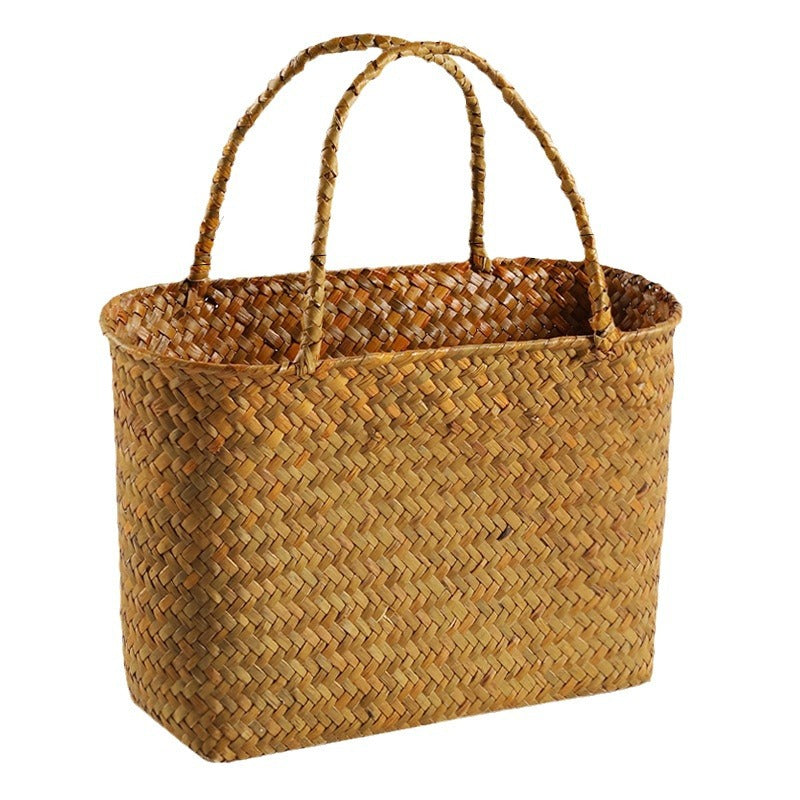 Unisex Handwoven Shopping Container with Double Handle Kalsten