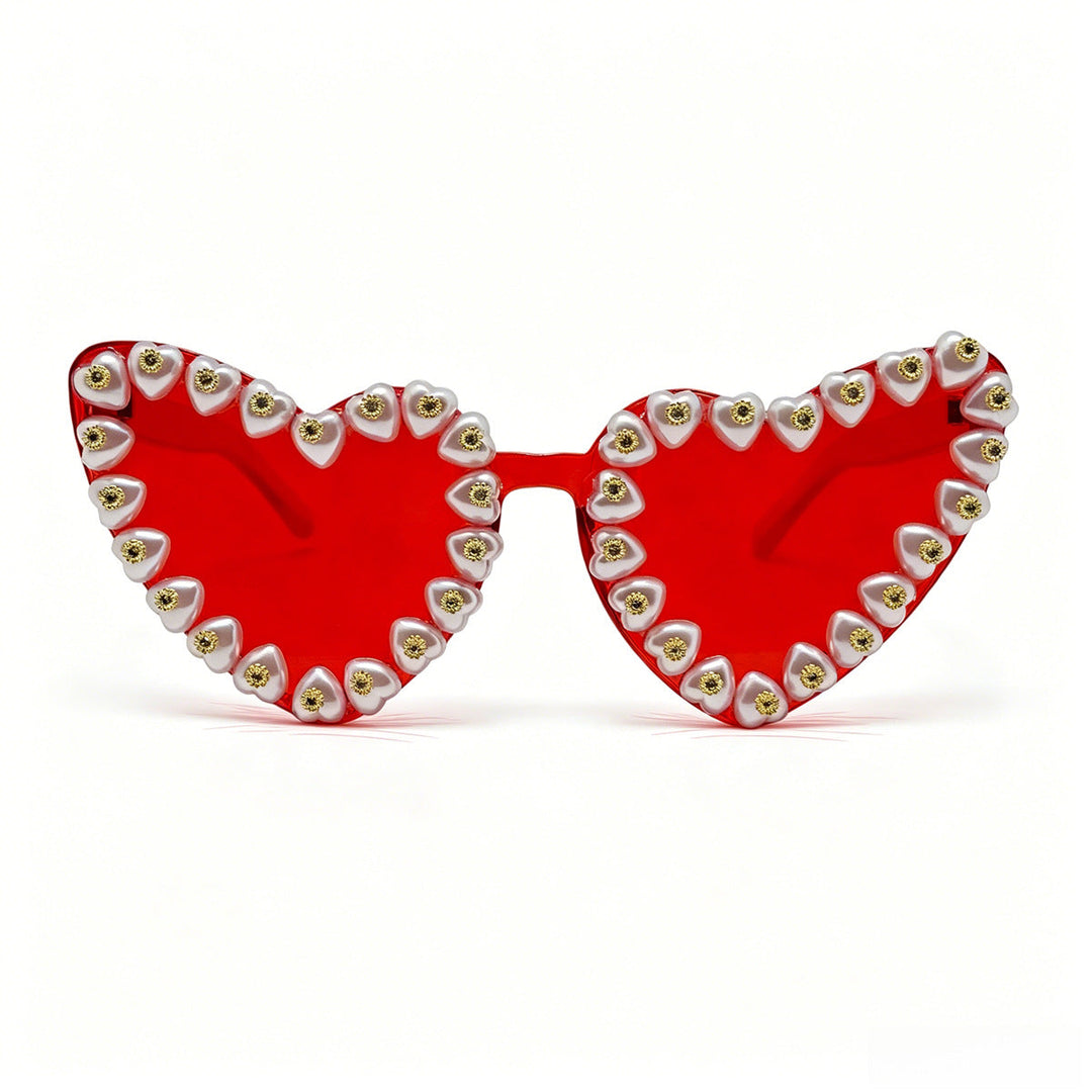 Women Heart-Shaped Sunglasses with Extravagant Jewelry Details Kalsten