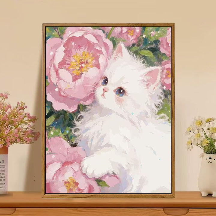 Cat-Themed Floral Wall Art Print Kalsten