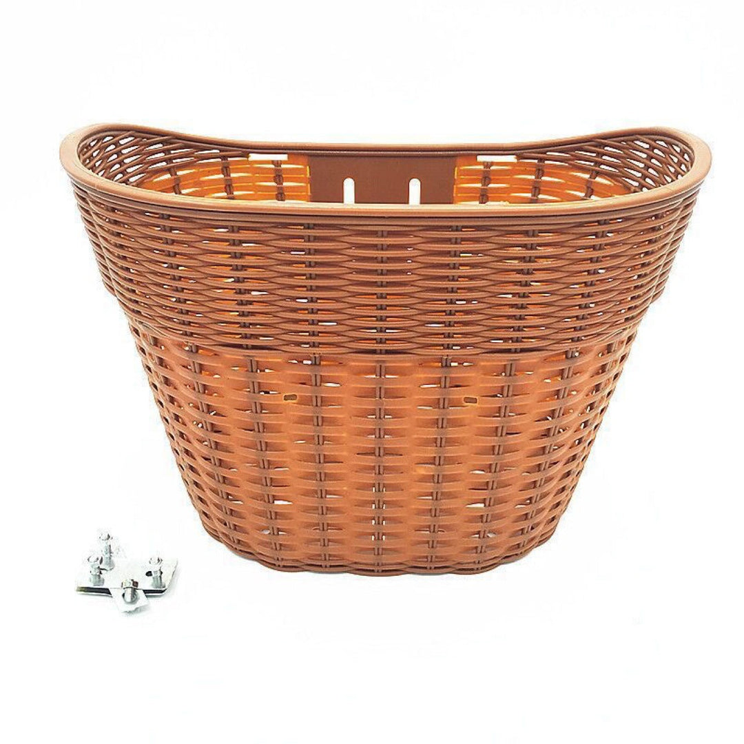 woven rattan style PVC bicycle front basket with quick release mounting Kalsten