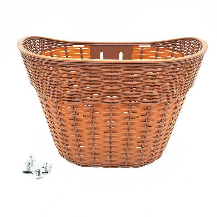 woven rattan style PVC bicycle front basket with quick release mounting Kalsten