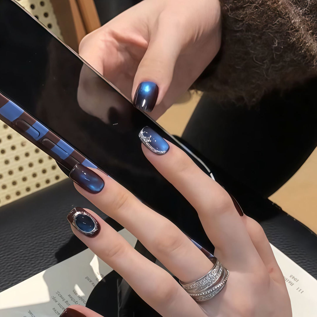 Artificial nails in elegant ombre style with crystal embellishments Kalsten