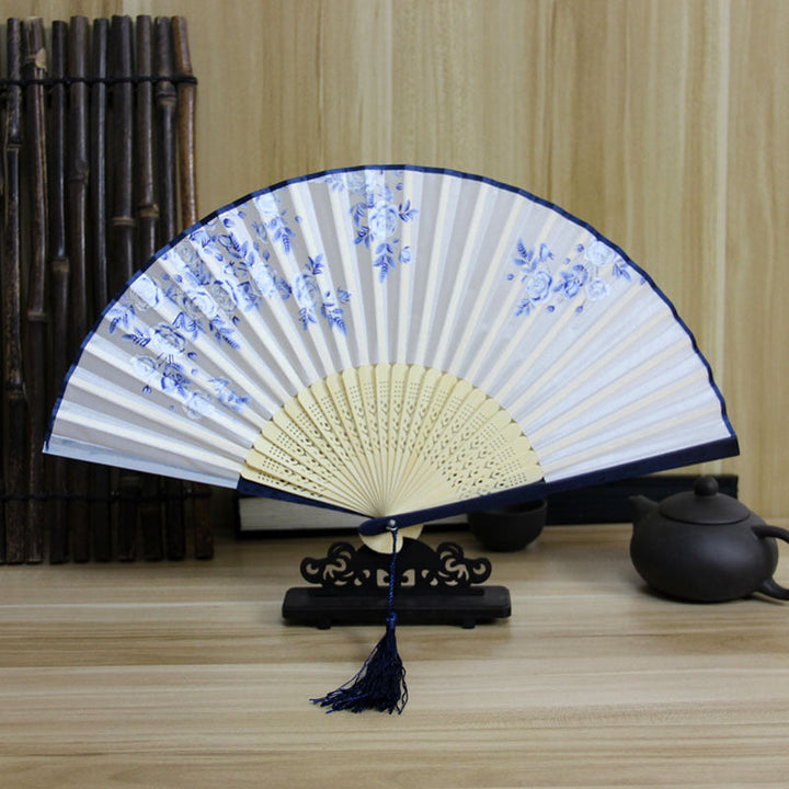Women Elegant handcrafted fan with floral motifs Kalsten