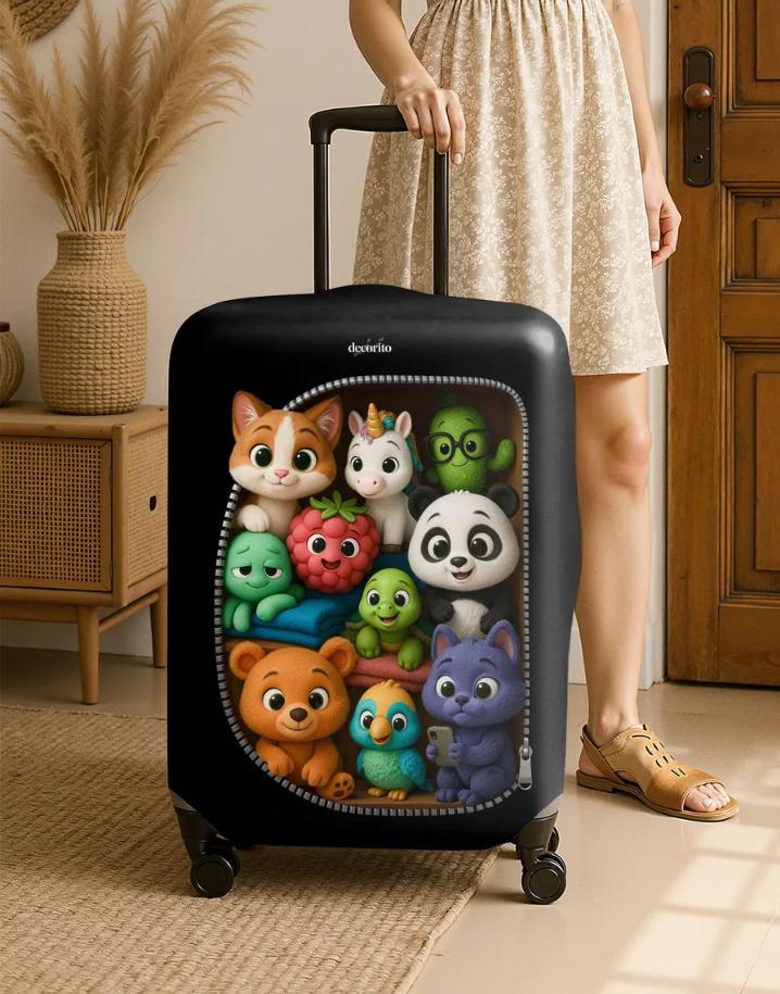Unisex nan hard shell suitcase cover with stretch travel motif print, zipper opening and scratch-resistant protection Kalsten