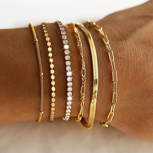 Multi-Layered Silver Charm Bracelet Set Kalsten