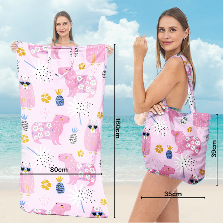 Beach towel with integrated carrying bag Kalsten
