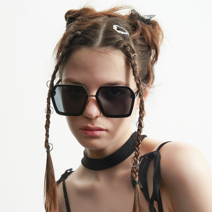 Women's creative oversized sunglasses with unique geometry Kalsten