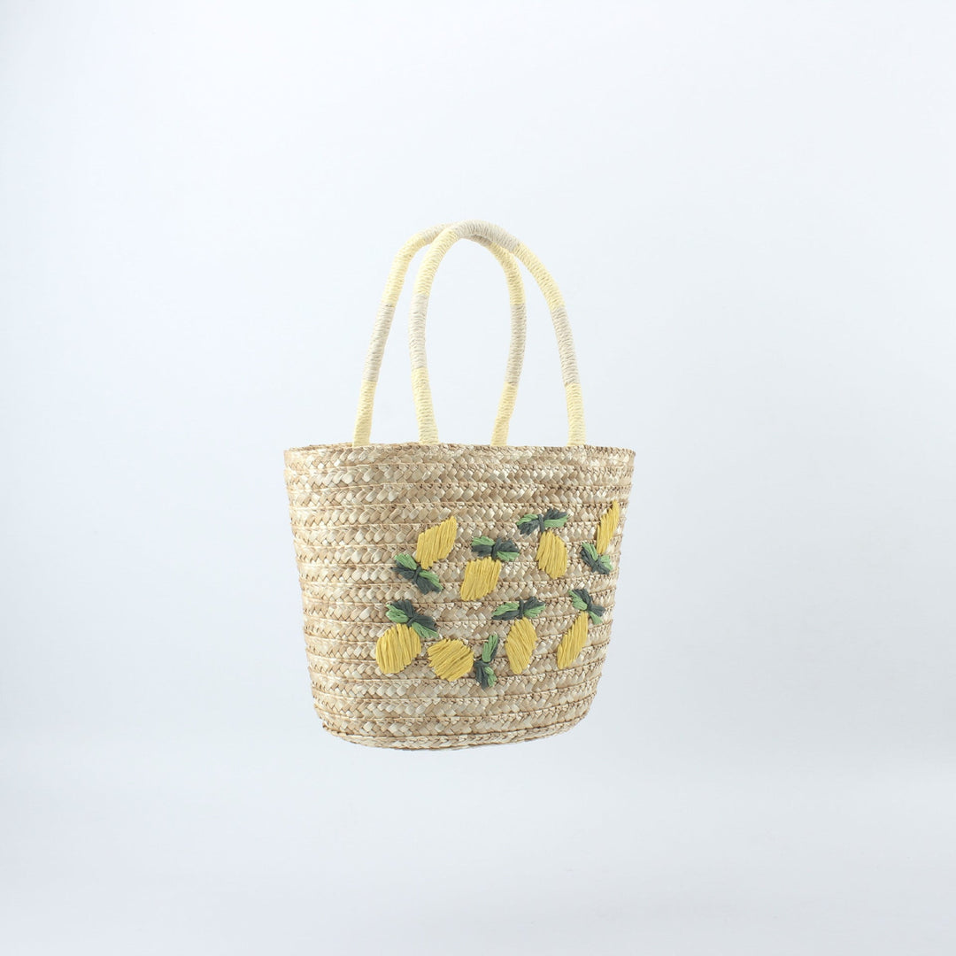 Basket bag with hand-embroidered lemon motif Kalsten