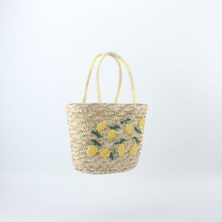 Basket bag with hand-embroidered lemon motif Kalsten