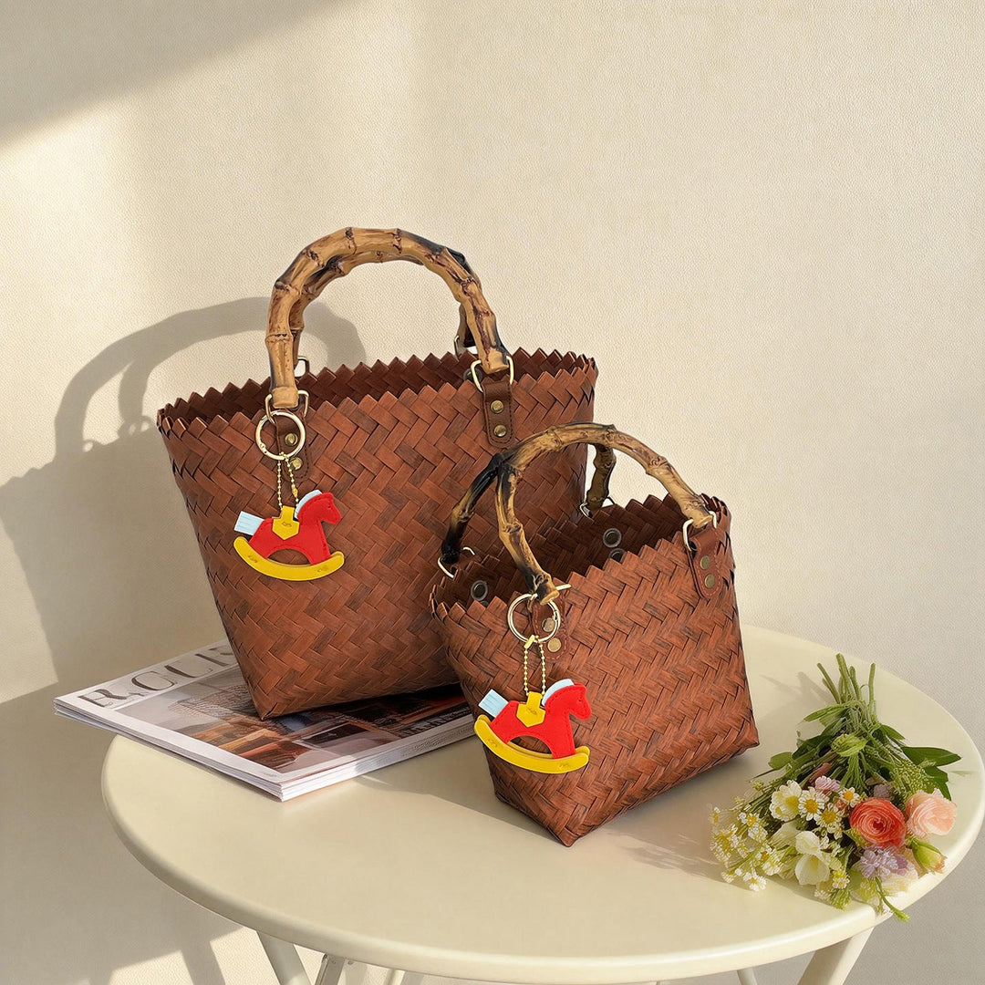 Handcrafted basket bag with bamboo handles Kalsten