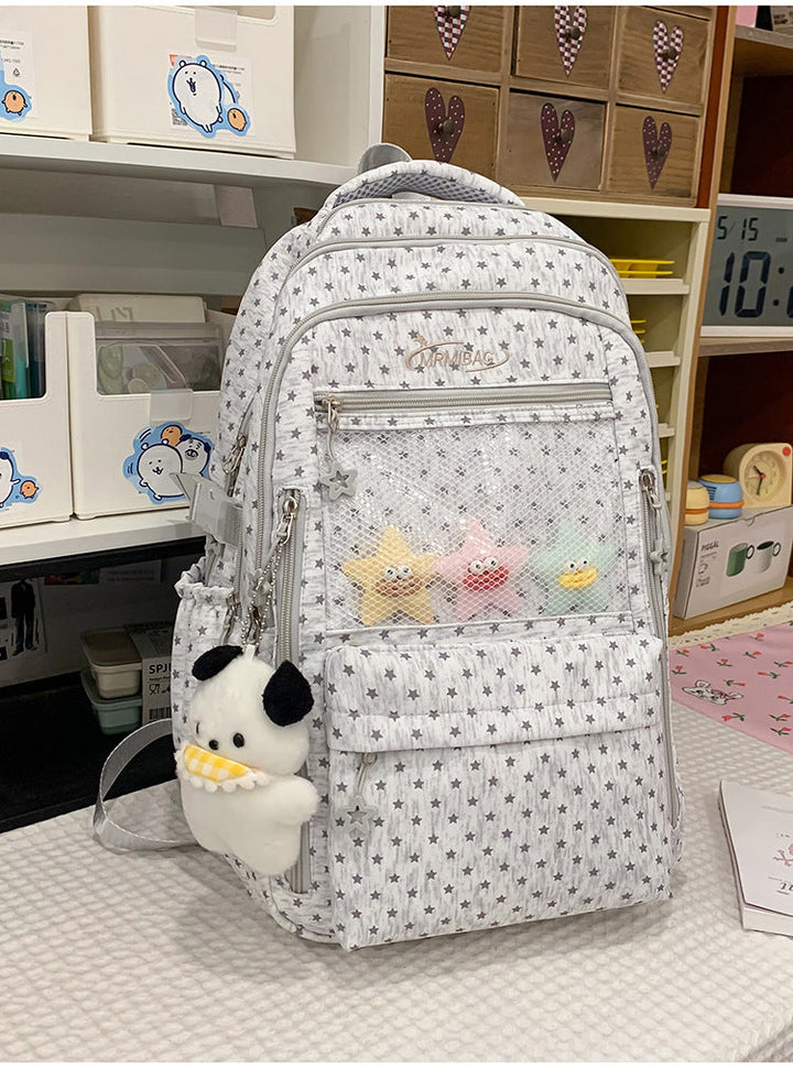 Star-Print Multi-Functional School Backpack
