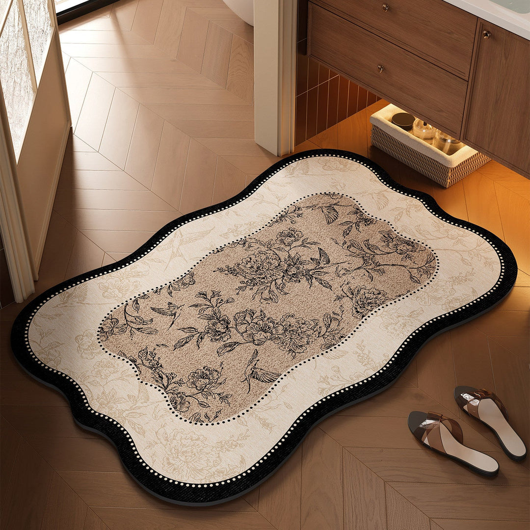 Floral-Themed Bathroom Mat