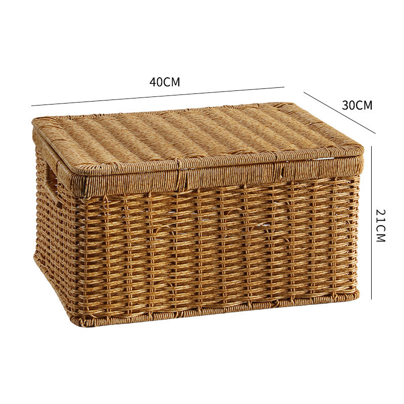 Unisex Rectangular Storage Basket with Decorative Lid Kalsten