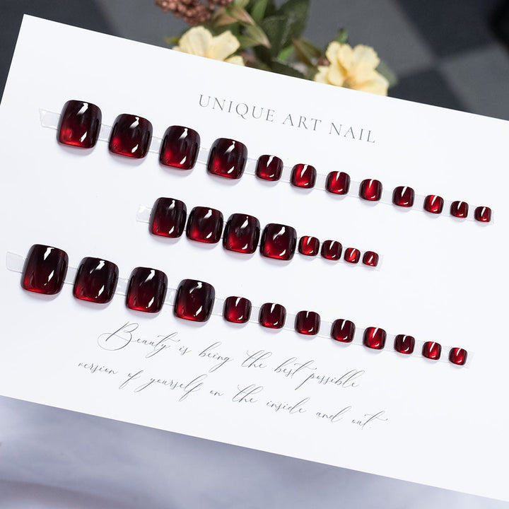 Glossy Red Press-On Nail Set Kalsten