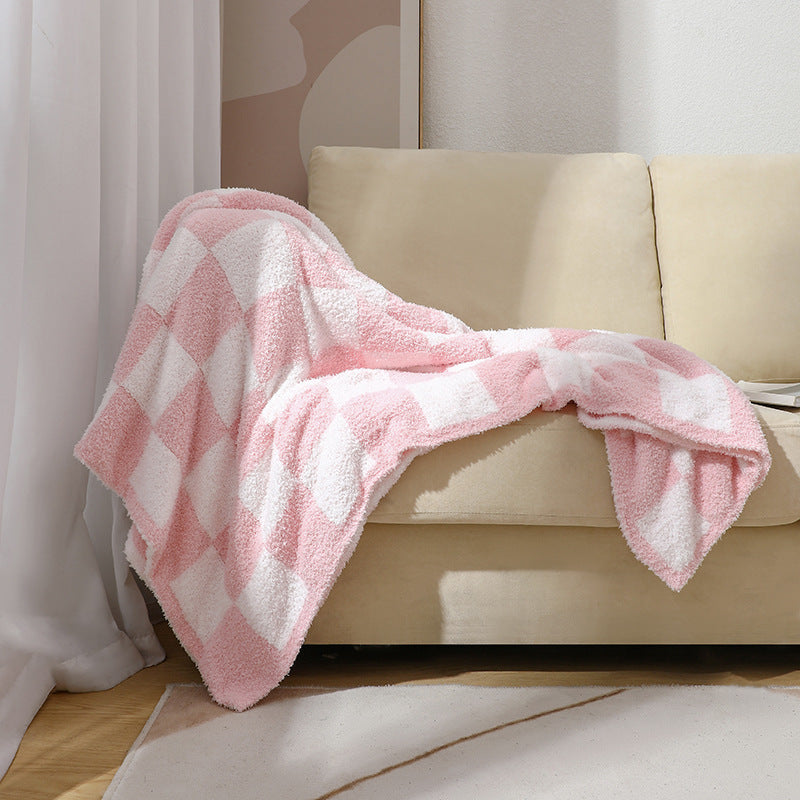 Unisex Cozy Checkerboard Fleece Blanket