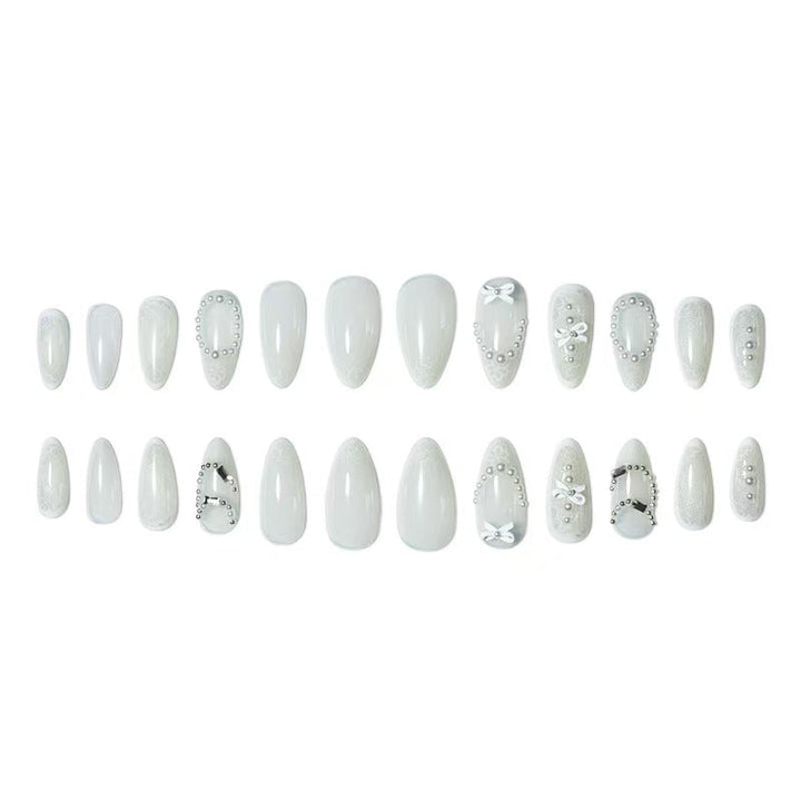 Elegant French Tip Lace Detail Press-On Nails Kalsten