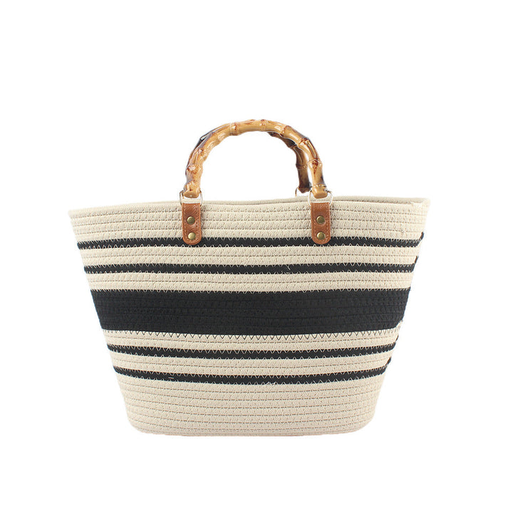 Stylish beach bag with bamboo handles Kalsten