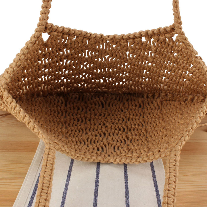 Macrame Tote Bag with Fringed Bottom Kalsten