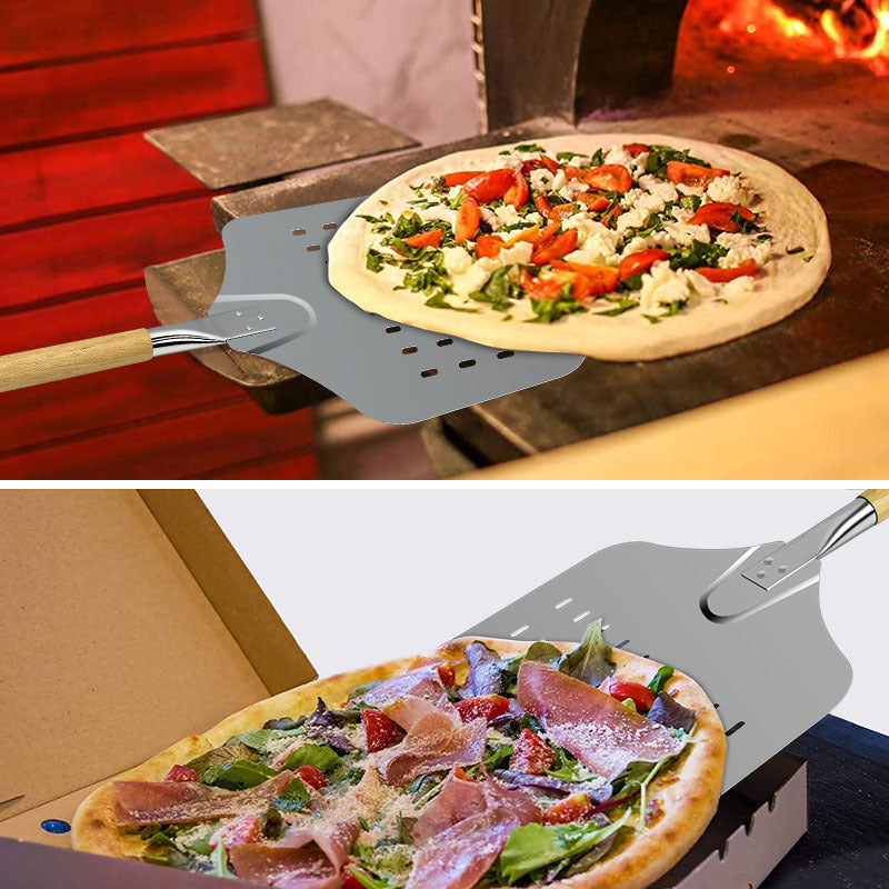 perforated long-handled wooden-handle pizza peel paddle Kalsten