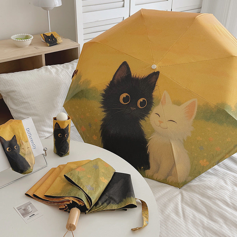 Women's Automatic Umbrella with Unique Cat Design Kalsten