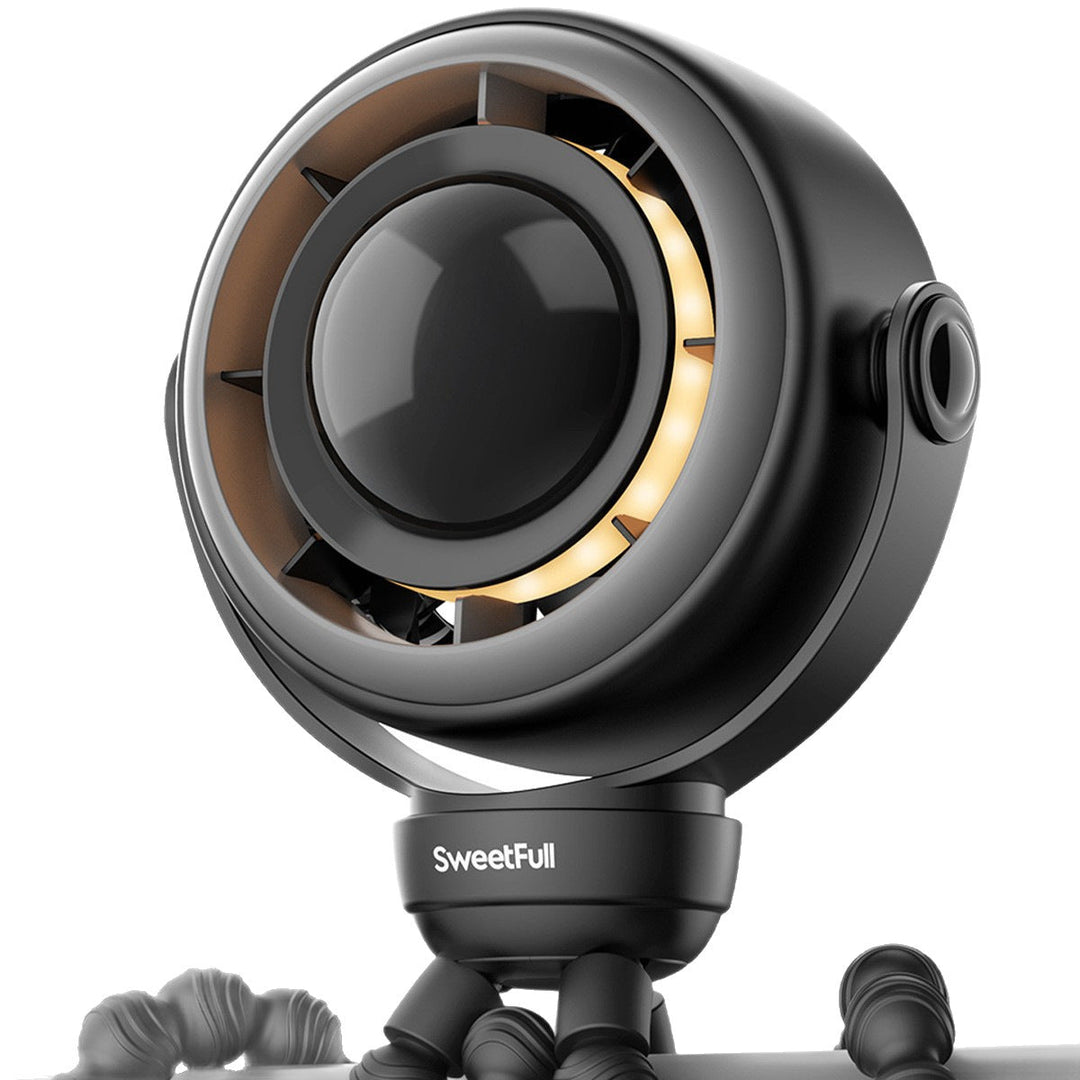 Unisex nano compact livestreaming camera with integrated ring light and flexible handlebar and tube mount Kalsten