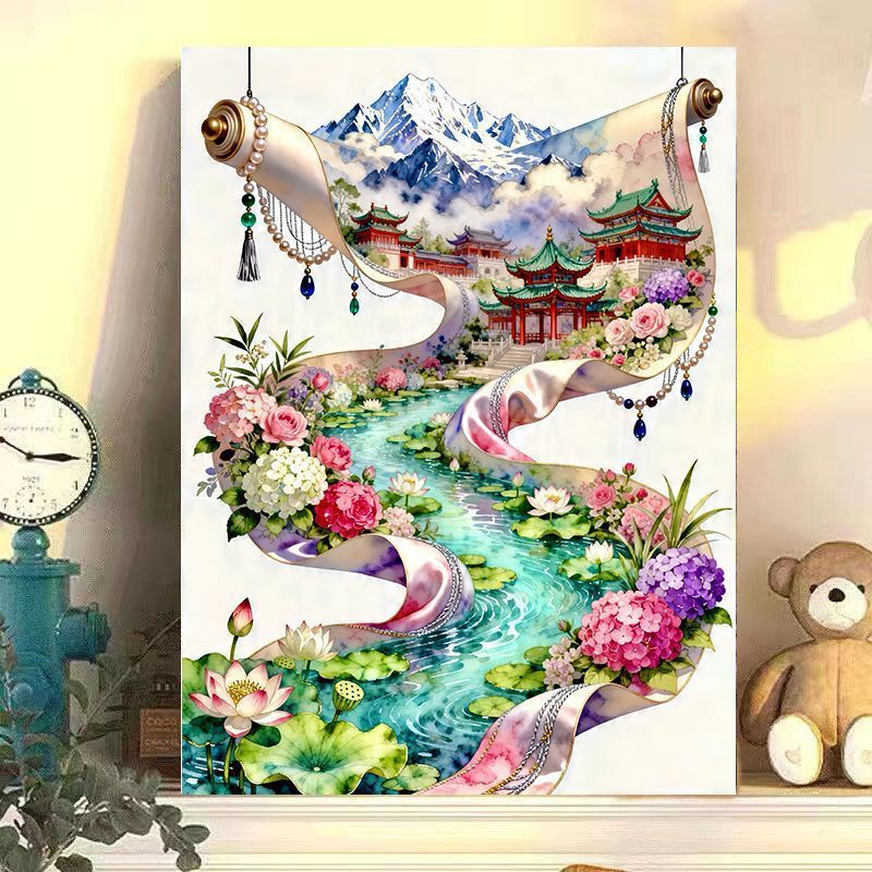 Elegant Chinese Landscape Scroll Art Print Kalsten