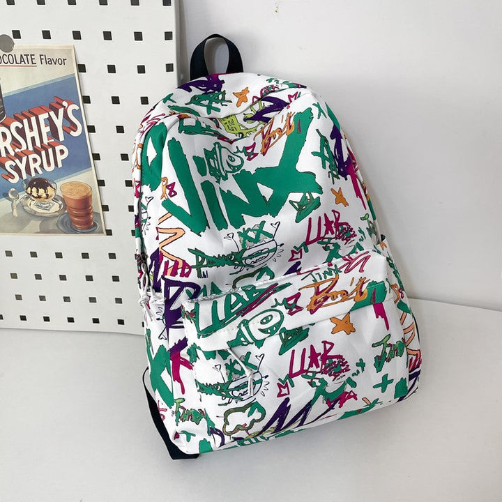 Artistic Graffiti Print School Backpack