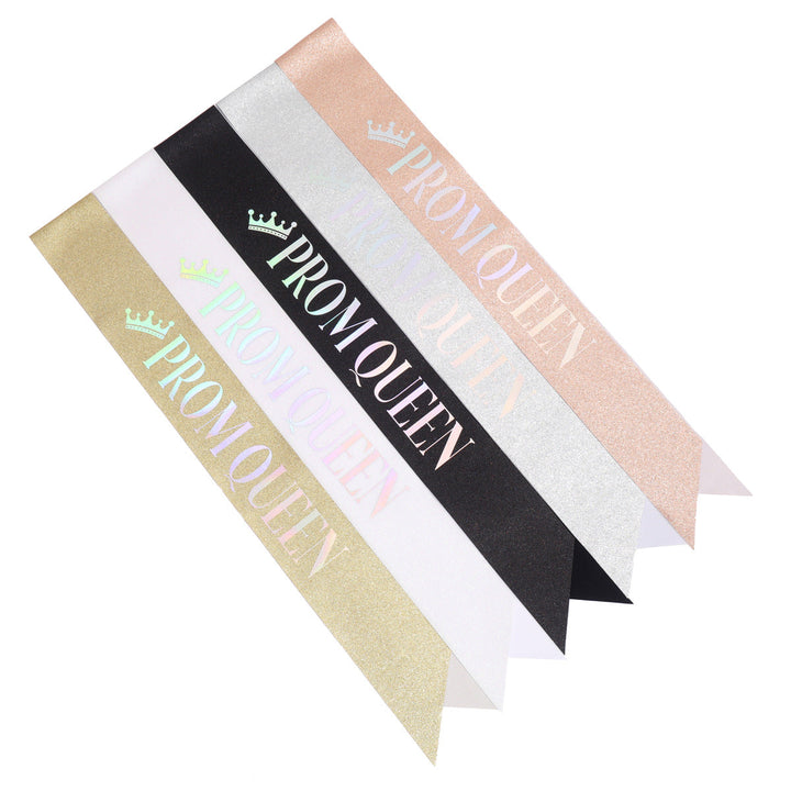 Ladies festive satin sash with holographic print Kalsten