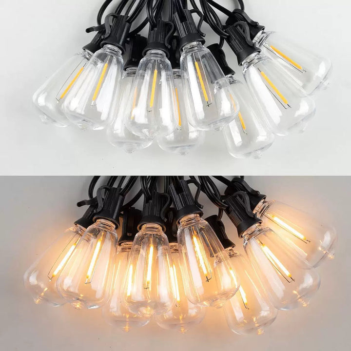 Outdoor Vintage Filament LED String Lights With Shatterproof Teardrop Bulbs And Heavy-Duty Weatherproof Cable Kalsten