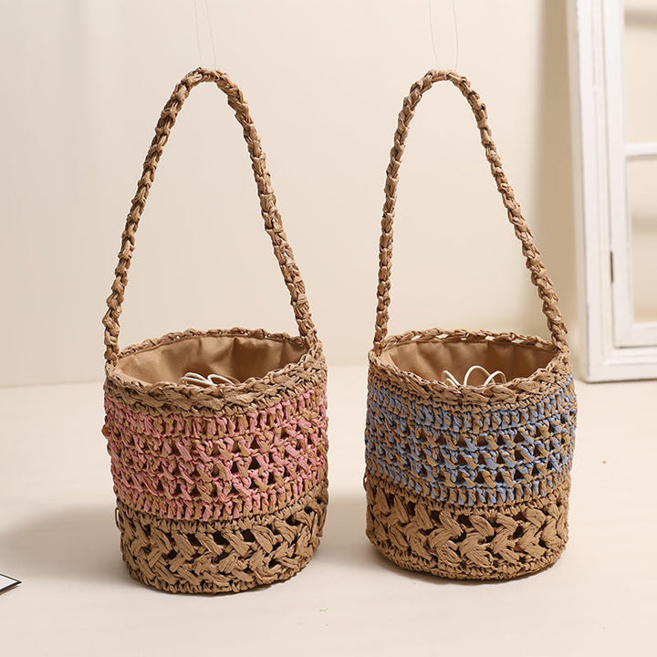 Trendy Handmade Basket Bag with Practical Drawstring Closure Kalsten