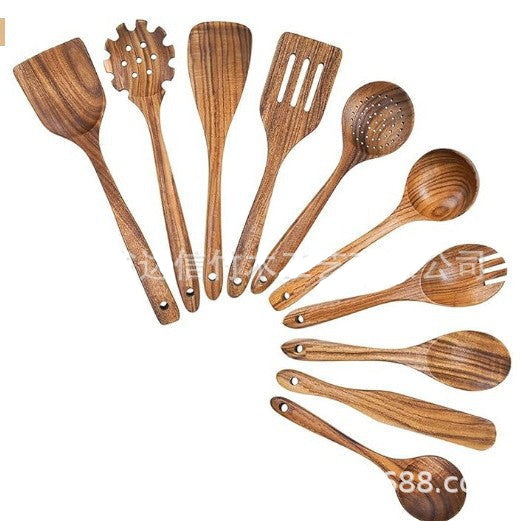 Natural Teak Wood Kitchen Utensil Set