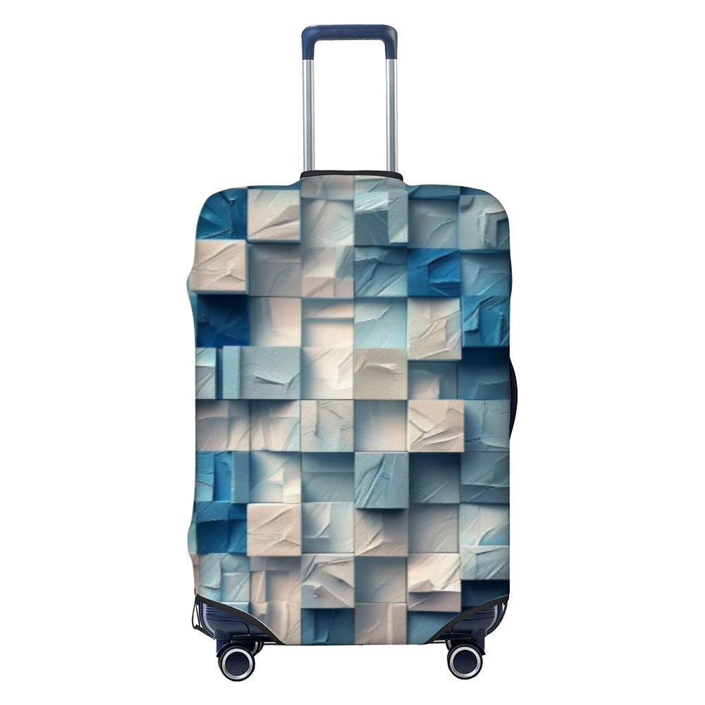 Unisex nan elastic luggage cover with geometric design, stretchable polyester-spandex fabric, zipper opening and non-slip inner securement for trolley Kalsten