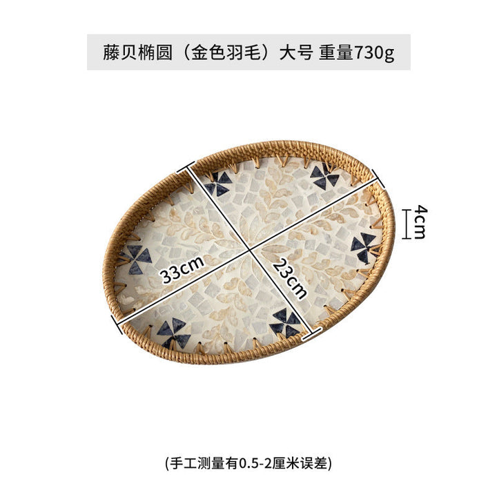 Ladies Elegant Serving Plate Set made of handwoven natural material Kalsten