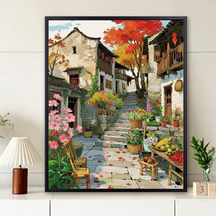 Scenic Village Landscape Art Print Kalsten