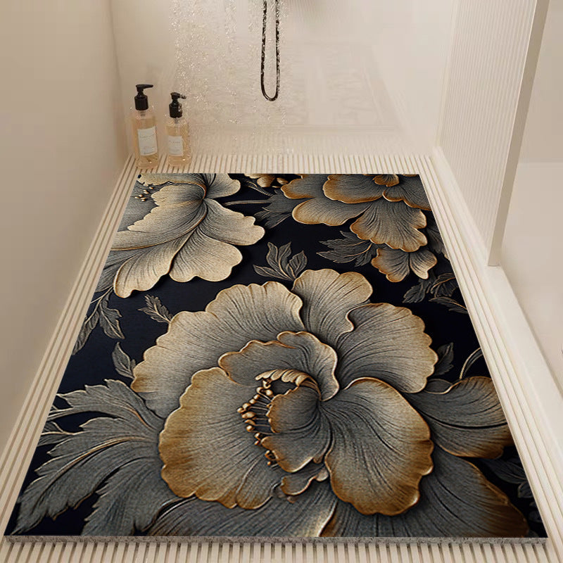 Elegant Floral Patterned Bath Mat Kalsten