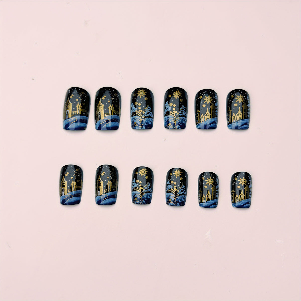 Festive Winter Scene Nail Art Acalora