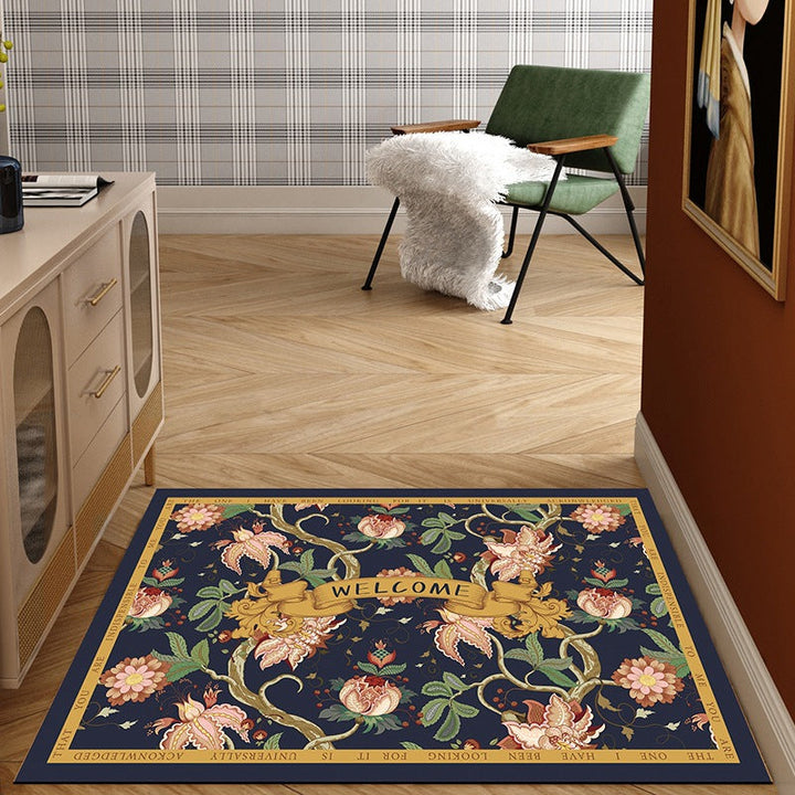 Half-Round Rose Patterned Entryway Mat