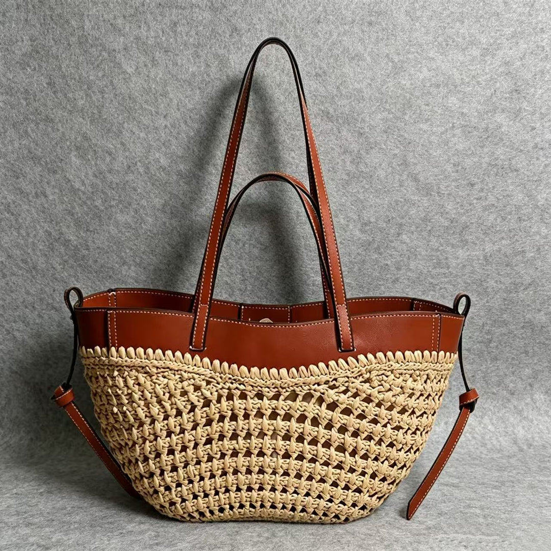 Braided shopping bag with high-quality leather trim Kalsten