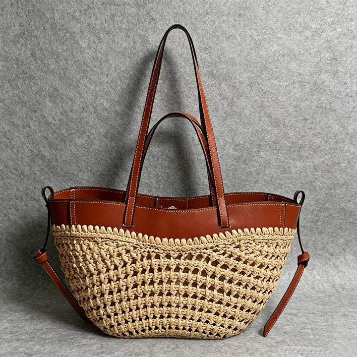 Braided shopping bag with high-quality leather trim Kalsten