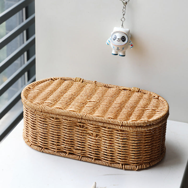 Unisex Oval Storage Basket with Handwoven Structure Kalsten
