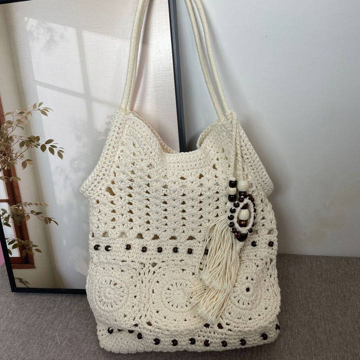 Fashionable Macramé Bag with Detailed Bead Decoration Kalsten