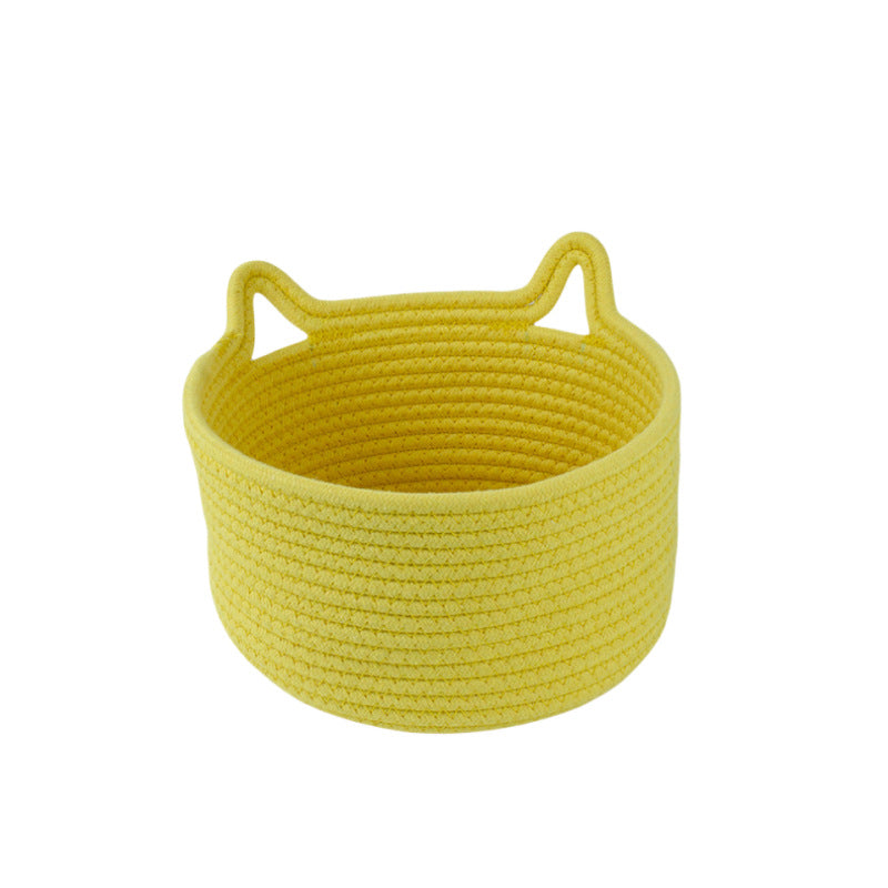 Women's Round Woven Storage Basket with Practical Handles Kalsten