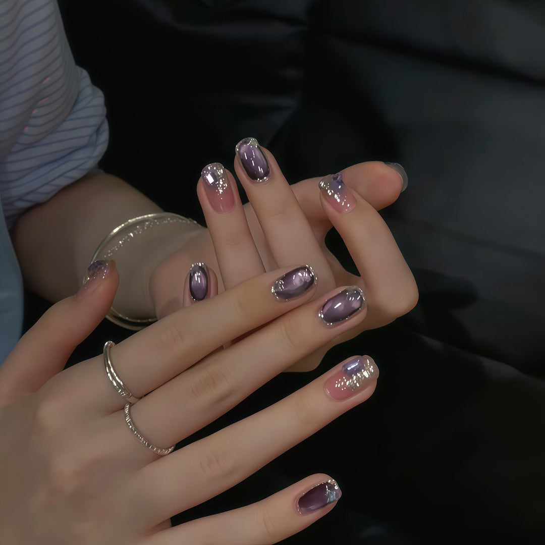 Glamorous nail tips with ombre effect and glitter Kalsten