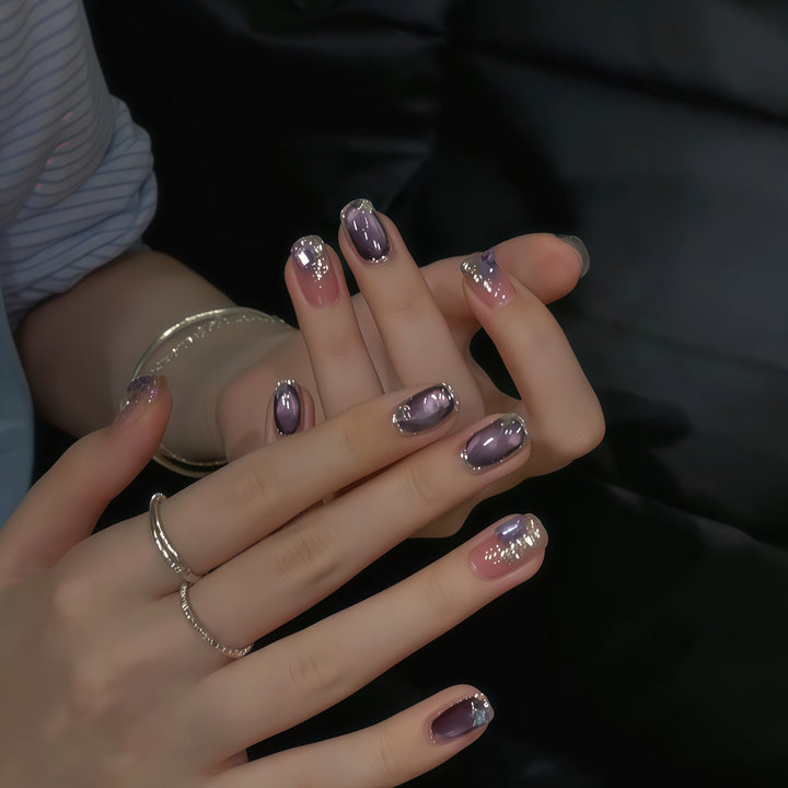 Glamorous nail tips with ombre effect and glitter Kalsten