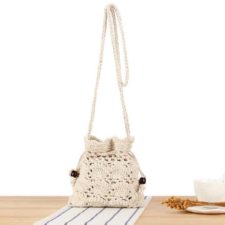 Handmade macrame shoulder bag with ruffled trim Kalsten