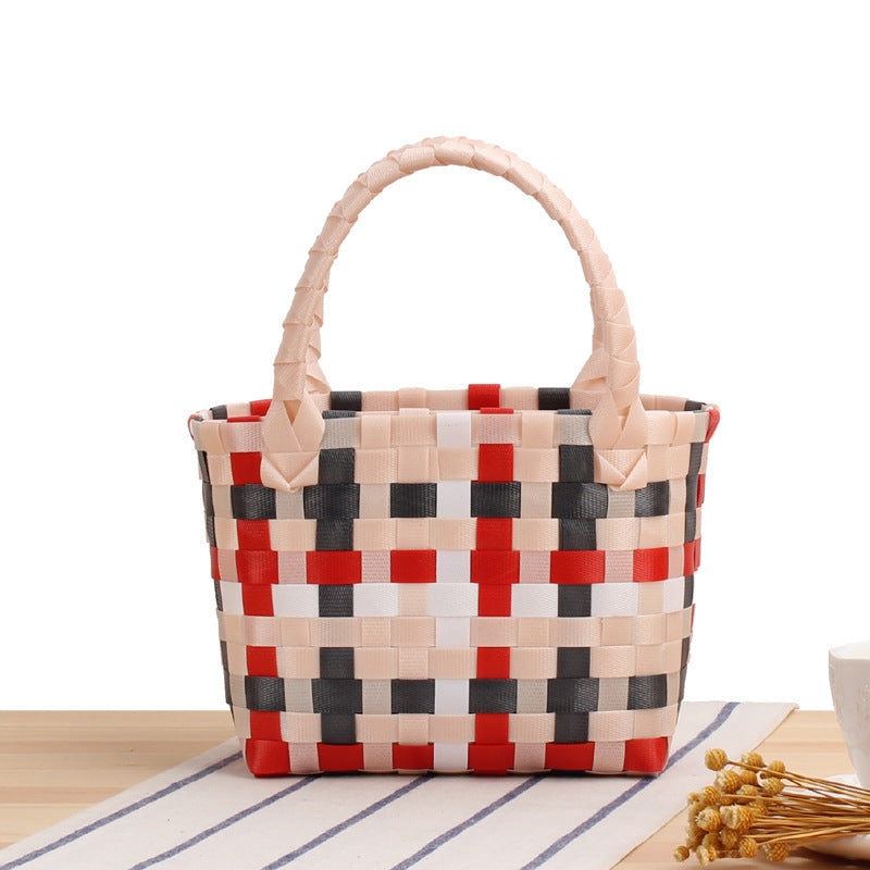 Handcrafted Tote Bag in Modern Check Pattern Kalsten