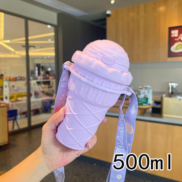 Women’s creative ice cream cup drinking bottle with practical carrying strap Kalsten