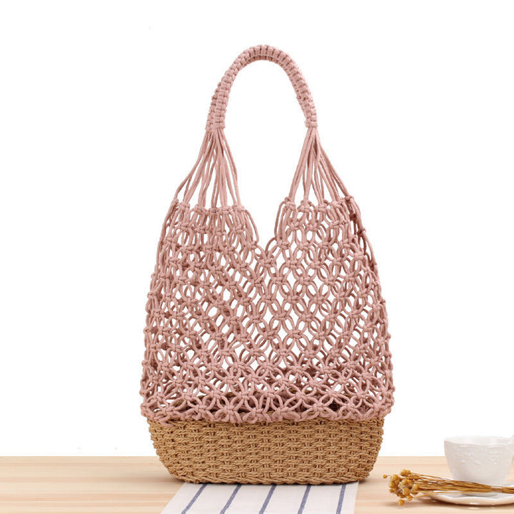 Hand-knotted tote bag with elegant net design Kalsten